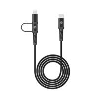 Celly Duo kabel 100W C naar C + Lightning 1m, zwart - thumbnail