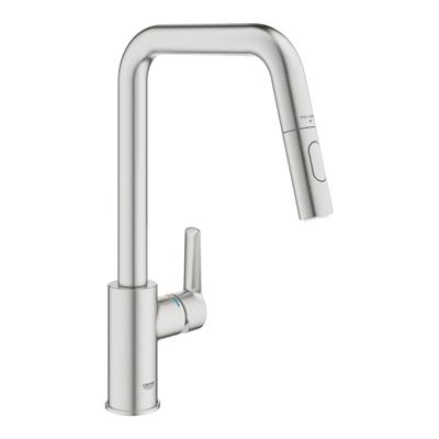 GROHE Start QuickFix Keukenkraan - met uittrekbare handdouche - met dual spray - voorsprong 22.1cm - supersteel 30631DC0 GROHE Start QuickFix Keukenkraan - met uittrekbare handdouche - met dual spray - voorsprong 22.1cm - supersteel 30631DC0