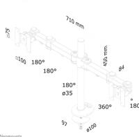Neomounts FPMA-D960DG Monitor-tafelbeugel 2-voudig 25,4 cm (10) - 68,6 cm (27) Zwart In hoogte verstelbaar, Kantelbaar, Zwenkbaar, Roteerbaar - thumbnail