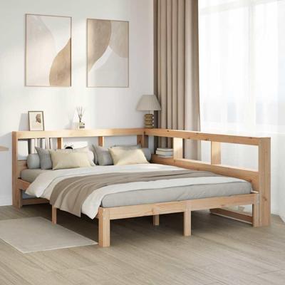 Bed met boekenkast zonder matras massief grenenhout 140x200 cm