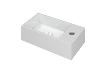 INK Fontein Versus Met Kraangat Rechts Polystone Glans Wit 36x18x9 cm