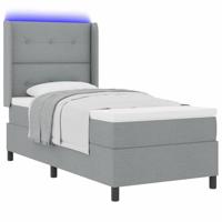 Boxspringbed met matras en LED stof lichtgrijs 100x200 cm - thumbnail