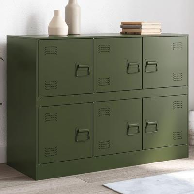 Dressoir 99x39x73 cm staal olijfgroen