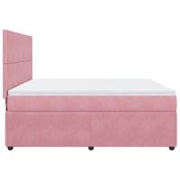 Boxspring met matras fluweel roze 200x200 cm - thumbnail