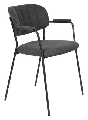 ZILT Eetkamerstoel 'Kolten' met armleuning, kleur Zwart/Donkergrijs