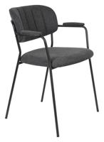 ZILT Eetkamerstoel 'Kolten' met armleuning, kleur Zwart/Donkergrijs - thumbnail