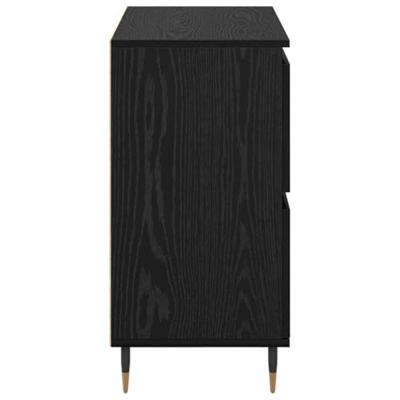 Dressoir met opslag met de deur Zwart 60 x 35 x 70 cm Bewerkt hout Dressoir met opslag met de deur Zwart 60 x 35 x 70 cm Bewerkt hout