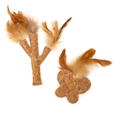 Nobleza Kattenspeeltje - Geperst hout met veren en kattenkruid Nobleza Kattenspeeltje - Geperst hout met veren en kattenkruid