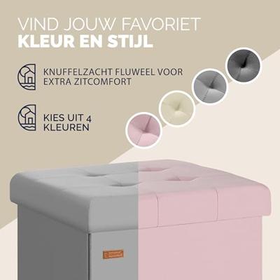 Opvouwbare poef met opslag donkergrijs Opvouwbare poef met opslag donkergrijs