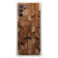 Stevig Telefoonhoesje voor OPPO A16 | A16s | A54s Wooden Cubes - thumbnail