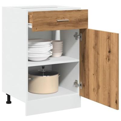 Onderkast met lade Lyon 50x46x81,5 cm bewerkt hout artisanaal eiken