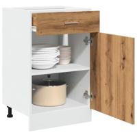 Onderkast met lade Lyon 50x46x81,5 cm bewerkt hout artisanaal eiken - thumbnail