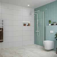 Fortifura Galeria inloopdouche - 50x200cm - helder glas - wandarm - mat wit SW797919/SW797906 - thumbnail