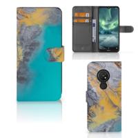 Nokia 7.2 | Nokia 6.2 | Bookcase | Marble Blue Gold - thumbnail