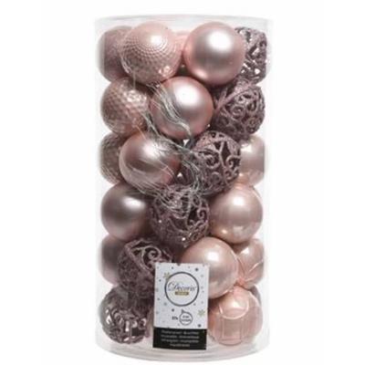 Kerstbal glans mix dia 6 cm poeder roze Decoris - Decoris