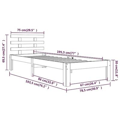 Bedframe massief hout 75x190 cm Bedframe massief hout 75x190 cm