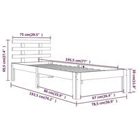 Bedframe massief hout 75x190 cm - thumbnail