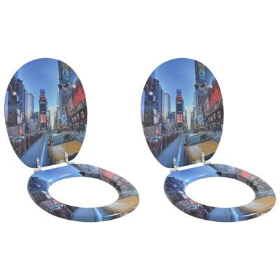 Zachte sluit toiletbril 2 pcs Grijs 44 x 38 cm MDF-plaat