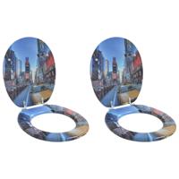 Zachte sluit toiletbril 2 pcs Grijs 44 x 38 cm MDF-plaat - thumbnail