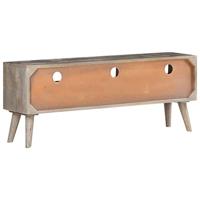 Tv-meubel 130x35x51 cm massief ruw mangohout grijs - thumbnail