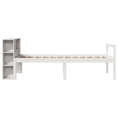 Bed met boekenkast zonder matras grenenhout wit 90x190 cm