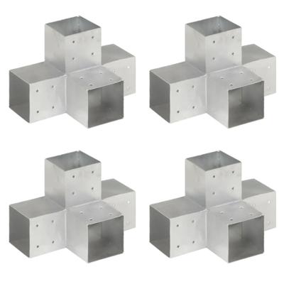 VidaXL Paalverbindingen 4 st x-vorm 101x101 mm gegalvaniseerd metaal