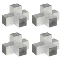 VidaXL Paalverbindingen 4 st x-vorm 101x101 mm gegalvaniseerd metaal - thumbnail