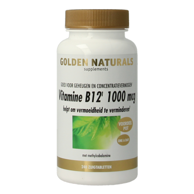 Golden Naturals Vitamine B12 1000mcg vegan 240 Zuigtabletten Golden Naturals Vitamine B12 1000mcg vegan 240 Zuigtabletten