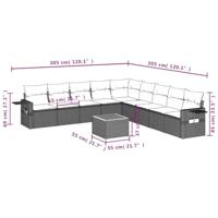 10-delige Loungeset met kussens poly rattan beige - thumbnail