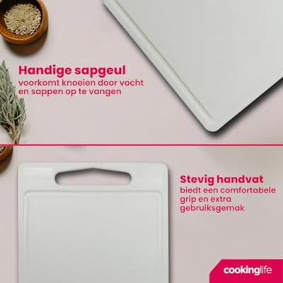 Cookinglife Snijplankenset met sapgeul 35 x 25 x 0.85 cm - Wit - 2 stuks