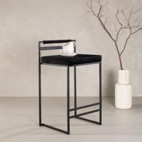 Nohr Barkruk 'Rudolfo' Velvet, kleur Zwart (zithoogte 66cm) - thumbnail