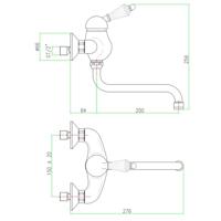 Inbouw Wastafelmengkraan Sapho Kirké 1-hendel Kristal Retro Uitloop Gebogen 20 cm Chroom - thumbnail