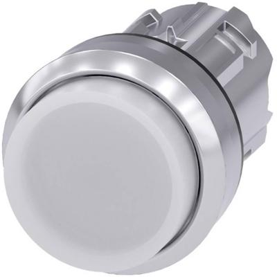 Siemens 3SU10510BB600AA0 3SU1051-0BB60-0AA0 Verlichte druktoets Metalen frontring, Hoogglans, Rond Knop Zilver, Wit 1 stuk(s)