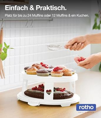 Rotho Fresh Taartdoos XL + Cupcake-Houders 35.5x34.5x26 cm Wit/Transparant - thumbnail