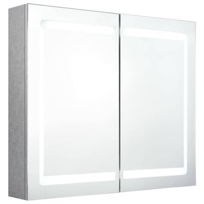 Badkamerkast met spiegel en LED 80x12x68 cm betongrijs
