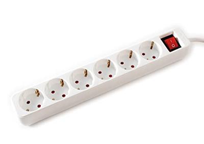VALUE 6-voudige stekkerdoos met schakelaar, wit, 10 m
