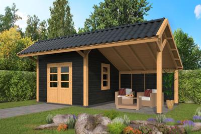 Tuindeco Bergen XL Kapschuur type 3 677x452 cm Lariks/Douglashout blank en Zweeds rabat zwart- Kapschuurdak- Geïmpregneerd lariks Douglas hout- Tuindeco Tuindeco Bergen XL Kapschuur type 3 677x452 cm Lariks/Douglashout blank en Zweeds rabat zwart- Kapschuurdak- Geïmpregneerd lariks Douglas hout- Tuindeco