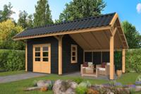 Tuindeco Bergen XL Kapschuur type 3 677x452 cm Lariks/Douglashout blank en Zweeds rabat zwart- Kapschuurdak- Geïmpregneerd lariks Douglas hout- Tuindeco - thumbnail