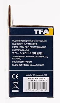 TFA Dostmann 60.2554.01 Wekker Zendergestuurd Zwart Alarmtijden 2 Groot display