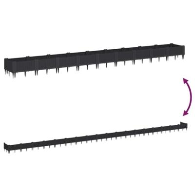 Plantenbak met pinnen 362,5x42,5x28,5 cm polypropeen zwart