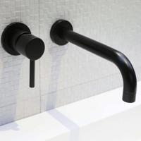 Inbouw Wastafelmengkraan Wandbevestiging Luca Sanitair Bongio Mat Zwart 22 cm Luca Sanitair - thumbnail