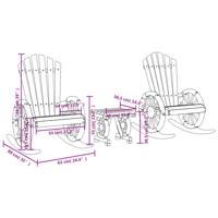 3-delige Loungeset massief vurenhout - thumbnail