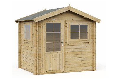 Interflex 2520 Blokhut 250x200 cm 28 mm vuren compleet gecoat- Zadeldak- Hout- Interflex