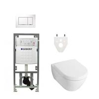 Villeroy Boch Subway 2.0 DirectFlush Toiletset - softclose - geberit reservoir - bedieningsplaat wit chroom sigma30 - wit 0701131/0124060/ga26028/sw61798/ - thumbnail