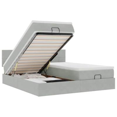 Ottoman bed met matrassen en LED's 180x200cm fluweel lichtgrijs