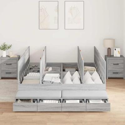 Opbergbedframe Grijs sonoma 236.5 x 160 x 31.5 cm Bewerkt hout