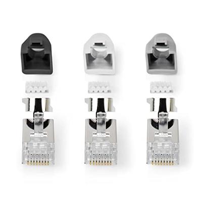 RJ45-Connector | RJ45 Pass Through | Stevig/Gesnoerd FTP CAT7 | Recht | Verguld | 10 Stuks | PVC | Grijs RJ45-Connector | RJ45 Pass Through | Stevig/Gesnoerd FTP CAT7 | Recht | Verguld | 10 Stuks | PVC | Grijs