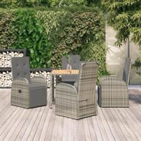 5-delige Tuinset met kussens poly rattan grijs - thumbnail
