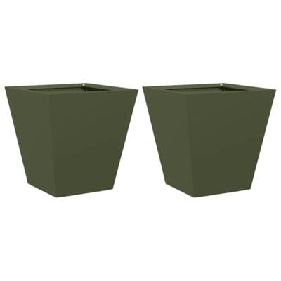 VidaXL Plantenbakken 2 st 30x30x30 cm staal olijfgroen