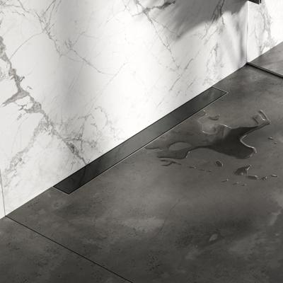 Douchegoot Brauer Geborsteld Gunmetal Muur Montage Inclusief Vloerflens 70x7 cm Zero Tegelinlegrooster Omkeerbaar Brauer